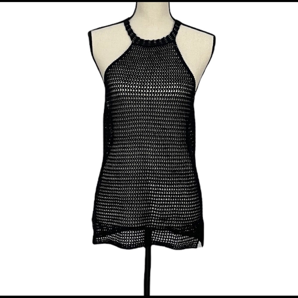 Free People Mesh Crochet Halter Tank Size XS